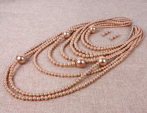 Mujer de moda collar grueso salvaje Ropa Accesorios Multi-capa larga cadena collar de perlas conjunto - Product Image 6