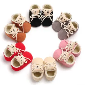 Hao Bébé Printemps Et Automne 0-1 Ans Garçons Et Filles Bébé Dessin Animé Chaud Bottes de Neige Fond Mou bébé Bambin Chaussures