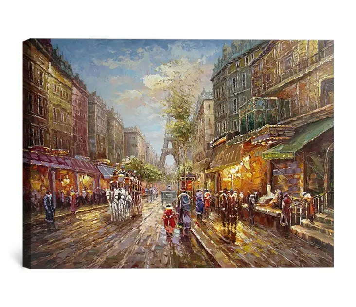 High quantity art oil paintings hand painted art Paris decor Eiffel Tower canvas oil painting