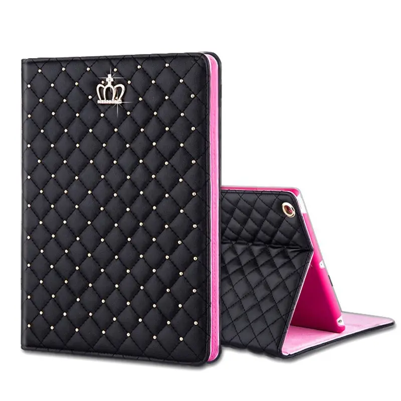 Girls Glitter Crown Bling PU Leather CaseためIpad9.7 2017 2018 Flip Stand CoverためiPad Air Case Cover