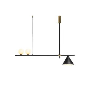 2020 nouveau contemporain moderne d'hôtel de couleur noire suspendus cuisine rectangle luminaire linéaire led pendentif lampe lustre