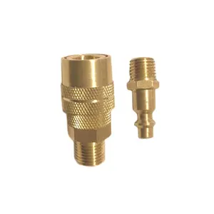 Pneumatic Air Compressor Quick Coupler 1/4 Inch NPT Brass Male Air Coupler Plug