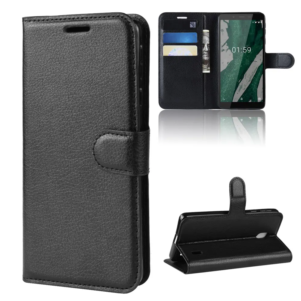 9 Colors Litchi PU Card Holder Wallet Flip Leather Case For Nokia 1 Plus