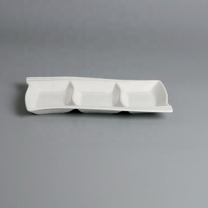 <span class=keywords><strong>Restaurante</strong></span> de blanco, rectangular, <span class=keywords><strong>tapas</strong></span> de cerámica 3 compartimiento placa - Product Image 3