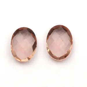 12x16mm Polished Peach Hydro Quartz Faceted Oval Shape Briolette Transparent Glass Calibrated Loose Gemstone For Making Jewelry