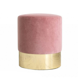 Pouf Ottoman en Tissu Velours pour Salon, Base Métallique Dorée, Repose-Pieds Rond, Vente Chaude - Product Image 4
