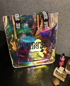 Reflective shopping Hologram Clear Transparent custom holographic plastic pvc holographic tote bag