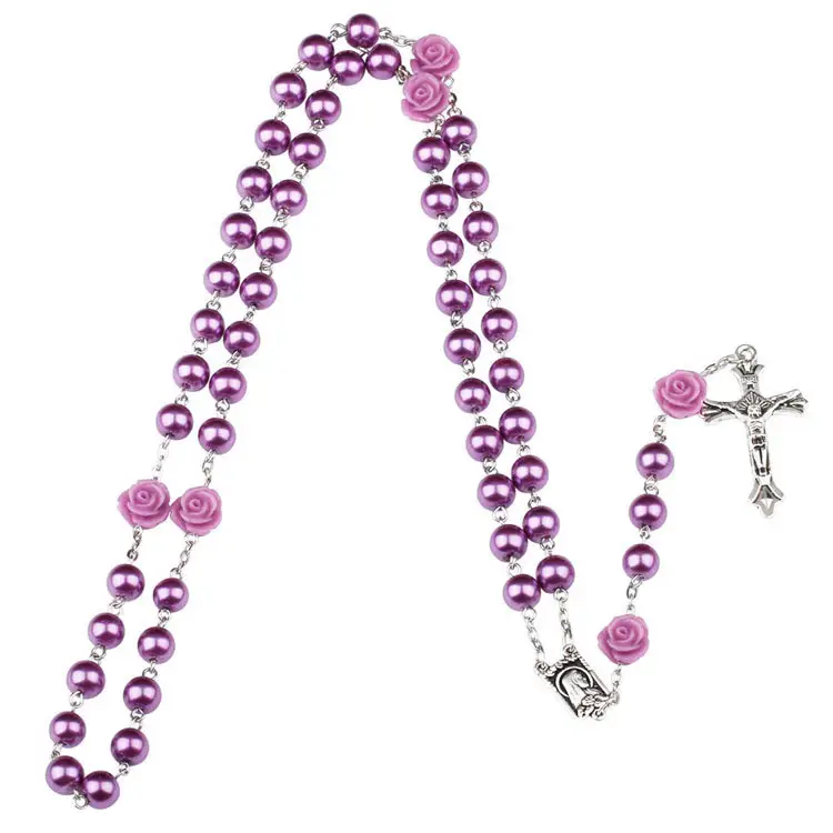 Katholieke Rozenkrans Ketting sieraden hot koop religieuze rozenkrans goedkope cross ketting sieraden