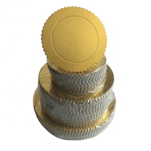 ขนาดกระดาษแข็งสีทองขนาดใหญ่ขนาด Scalloped Round Shape ฟอยล์เค้กสำหรับงานแต่งงาน - Product Image 1