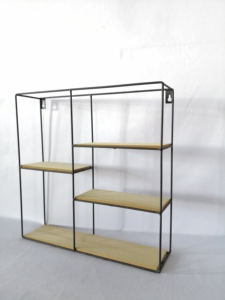 Étagère <span class=keywords><strong>murale</strong></span> en <span class=keywords><strong>bois</strong></span>, rectangulaire, en métal, pour salon, 1x5 treillis - Product Image 2