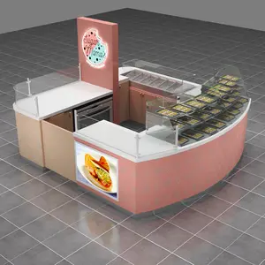 Quiosco de comida Rosa personalizado, tamaño y estilo de exhibición de cabina moderna, Mostrador de aperitivos a la venta