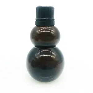 Calabash forma de vidrio ámbar botella de aceite esencial 10 ml 25 ml 35 ml 50 ml