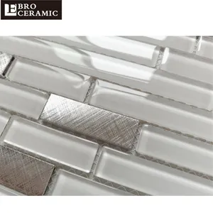 Ebro 高品质现代中国水晶玻璃马赛克瓷砖白色混合钢