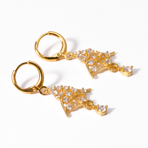 24 k/18 k/14 k sólido oro austriaco plateado Cubic Zirconia cristal pendientes para las mujeres chicas de la Universidad - Product Image 3
