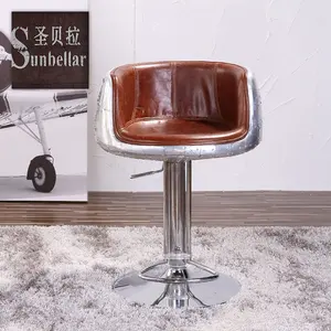 Heißer Verkauf Luftfahrt Bar stuhl drehbar Vintage Echt leder Hocker Bar stuhl mit verstellbarem Hub Luxus Leder Hochstuhl