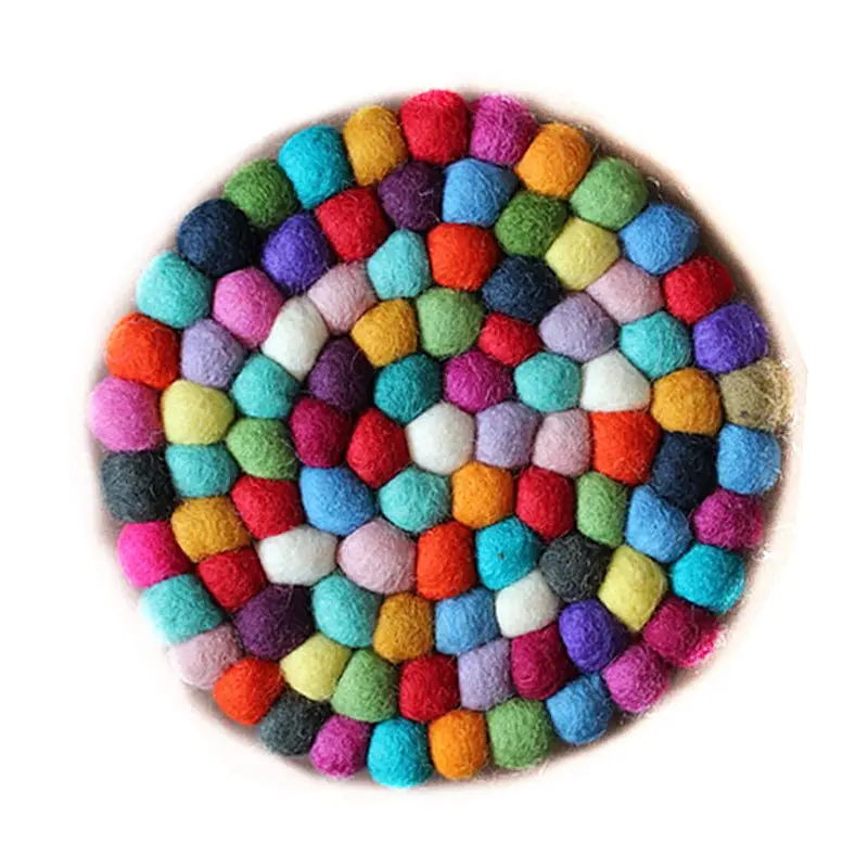 Felt ball rug handmade in china 100% pure wool rugs carpet for wholesale