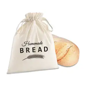 具有定制标志的环保可重复使用的食品储存有机棉面包袋