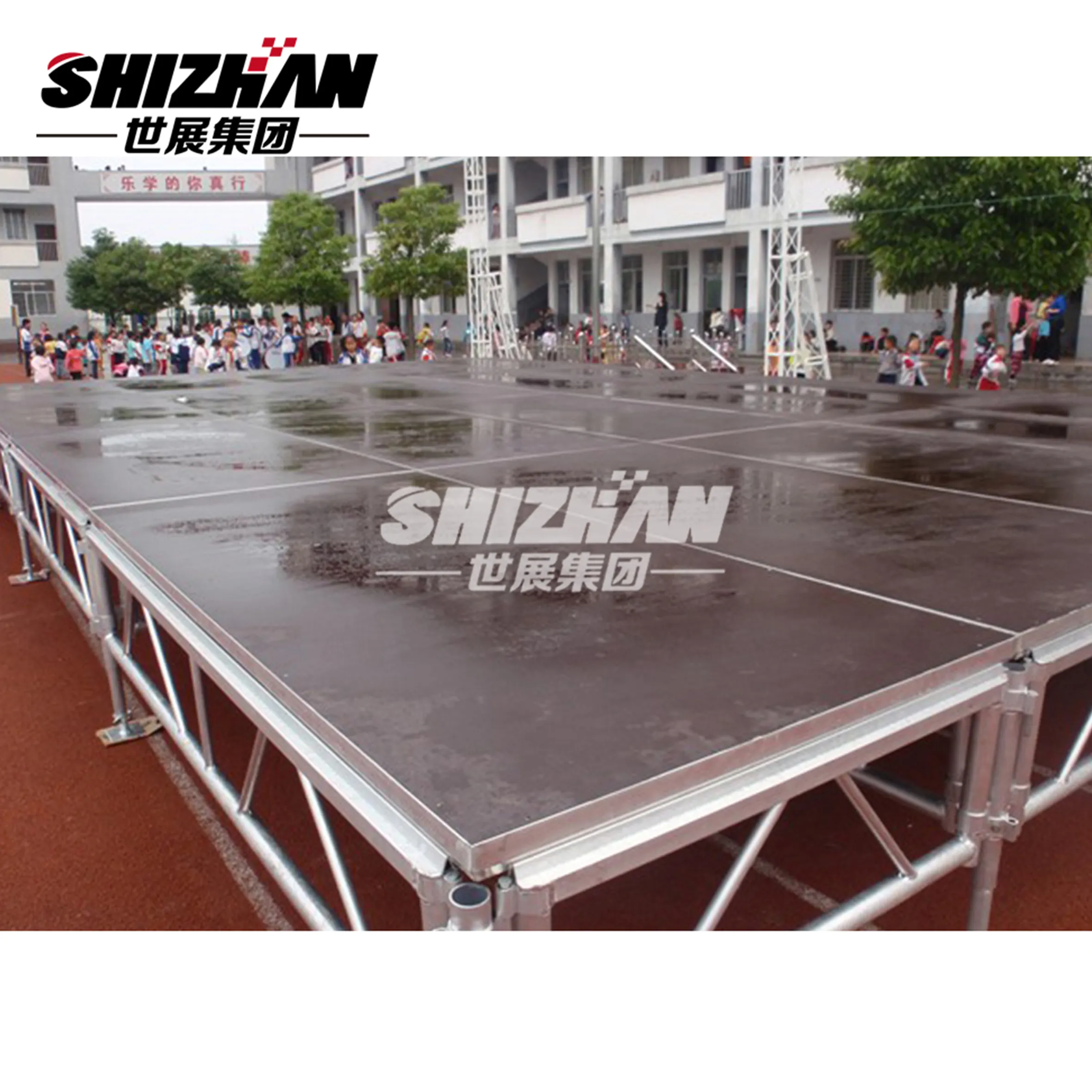 Shizhan คุณภาพสูงอลูมิเนียมกลางแจ้ง Stage Truss มือถือเวทีสำหรับขาย