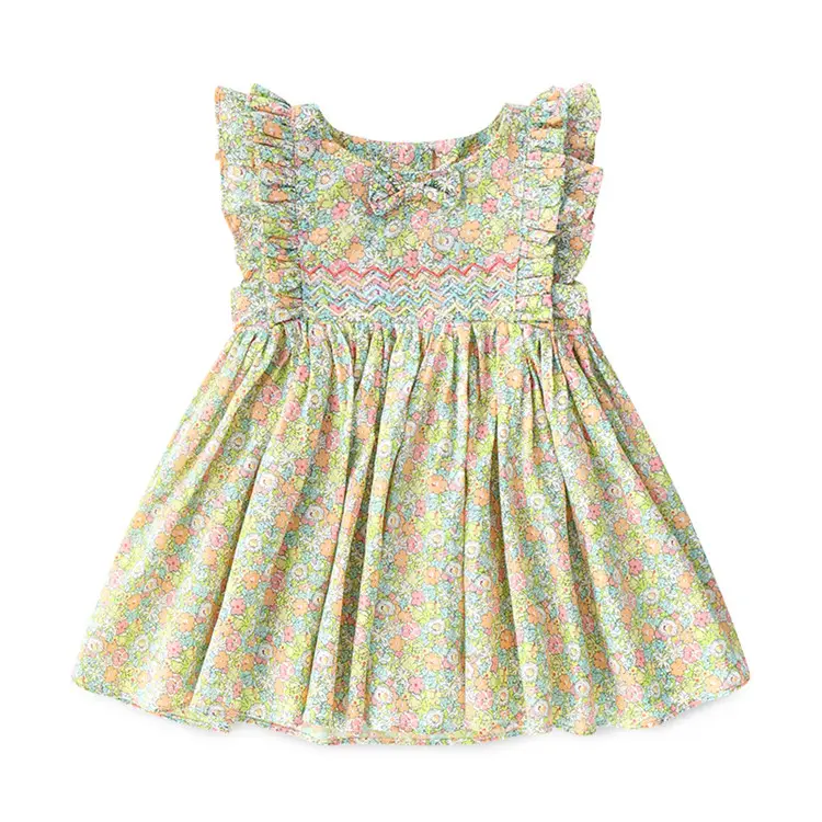 Toddler baby girls flowers dress party hot sales summer casual dress embroidered kids dresses