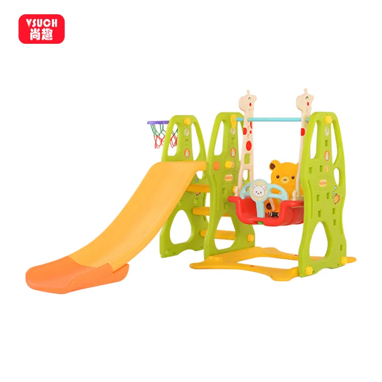 Factory Price Plastic Children Playground Indoor Slide And Swing For Kids