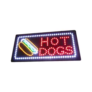 Placa de luz aberta de led 12x24 polegadas, placa para exibição de anúncios elétrica super brilhante para sanduíche pizza, hambúrguer de cachorro