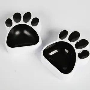Mode forme de patte en plastique pet chien chat bol