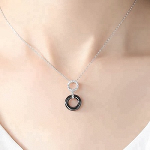 De forma de joyas de piedra natural colgante de plata esterlina de Piedra Negro collar de ónix - Product Image 4