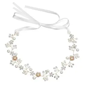 Vente chaude bijoux de mariée belle fleur à la main perlé bandeau bandeau mariage diadème cheveux accessoires personnalisés