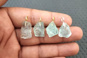 Increíble hermoso corte Natural sin tratar áspero encanto colgante hecho a mano joyería de plata genuino Azul Aguamarina piedra preciosa al por mayor - Product Image 5