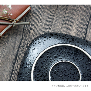 Style chinois vaisselle noir carré de haute qualité 8.3 pouces stonerware assiette en porcelaine <span class=keywords><strong>point</strong></span> - Product Image 4