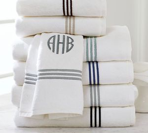Commercio all'ingrosso bianco con linee festone ricamo cotone asciugamano <span class=keywords><strong>Set</strong></span> per Hotel utilizzato - Product Image 4