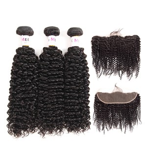 100 Péruvienne Bouclés de Cheveux Humains Weave Bundles avec Frontale Oreille à Oreille Fermeture - Product Image 1