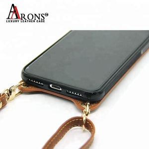 bandolera cuero Real de la caja de la contraportada del teléfono con cordón de la correa para <span class=keywords><strong>el</strong></span> cuello para iPhone X XS X Max - Product Image 5