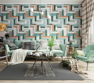 Naturel frais multicolore Panneau En Bois Modèle Maison <span class=keywords><strong>Fitness</strong></span> Club Papier Peint Décoratif EN PVC - Product Image 1