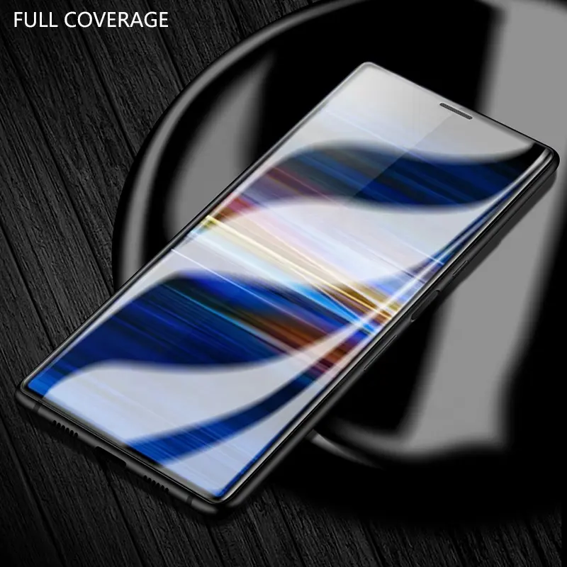 Top verkoop hoge kwaliteit full cover PET TPU 9 H 3D gehard glas screen protector voor Sony Xperia 10 plus