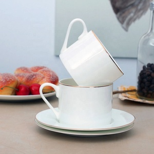 Xương Trung Quốc Trà Chén Và Đĩa Đặt 200Ml Gốm Vàng Dòng Cốc Cà Phê Với Logo Tùy Chỉnh - Product Image 2