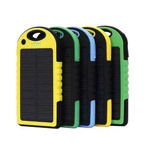 Hot-selling Portable Charger Outdoor 5000mah Solar Power Bank with LED Emergency Lights,Mobile Power Supply for All Cell Phones