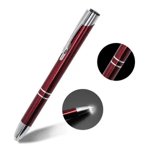 Business 2 In 1 Led Metal Pen Light Tip Ball Flashlight Led Ballpoint Pen