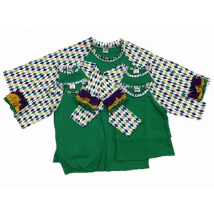 Holiday mardi gras baby girls Linnen long sleeve Onesie Animal kids romper - Product Image 5
