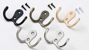 Móc Treo Hai Dây Gắn Tường Bằng Kim Loại Nặng Móc Treo Túi Mũ Áo Choàng Khăn - Product Image 2