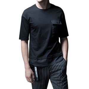 Nuevo diseño de gota hombro pecho bolsillo tela tejida de Nylon bajo Panel de <span class=keywords><strong>moda</strong></span> de los hombres de la vida urbana camiseta - Product Image 2