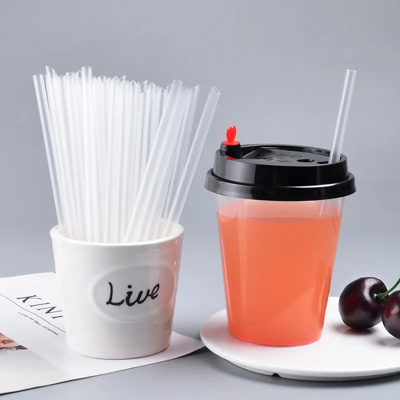 Wholesale disposable individual package milk tea plastic straws juice clear plastic drinking straw