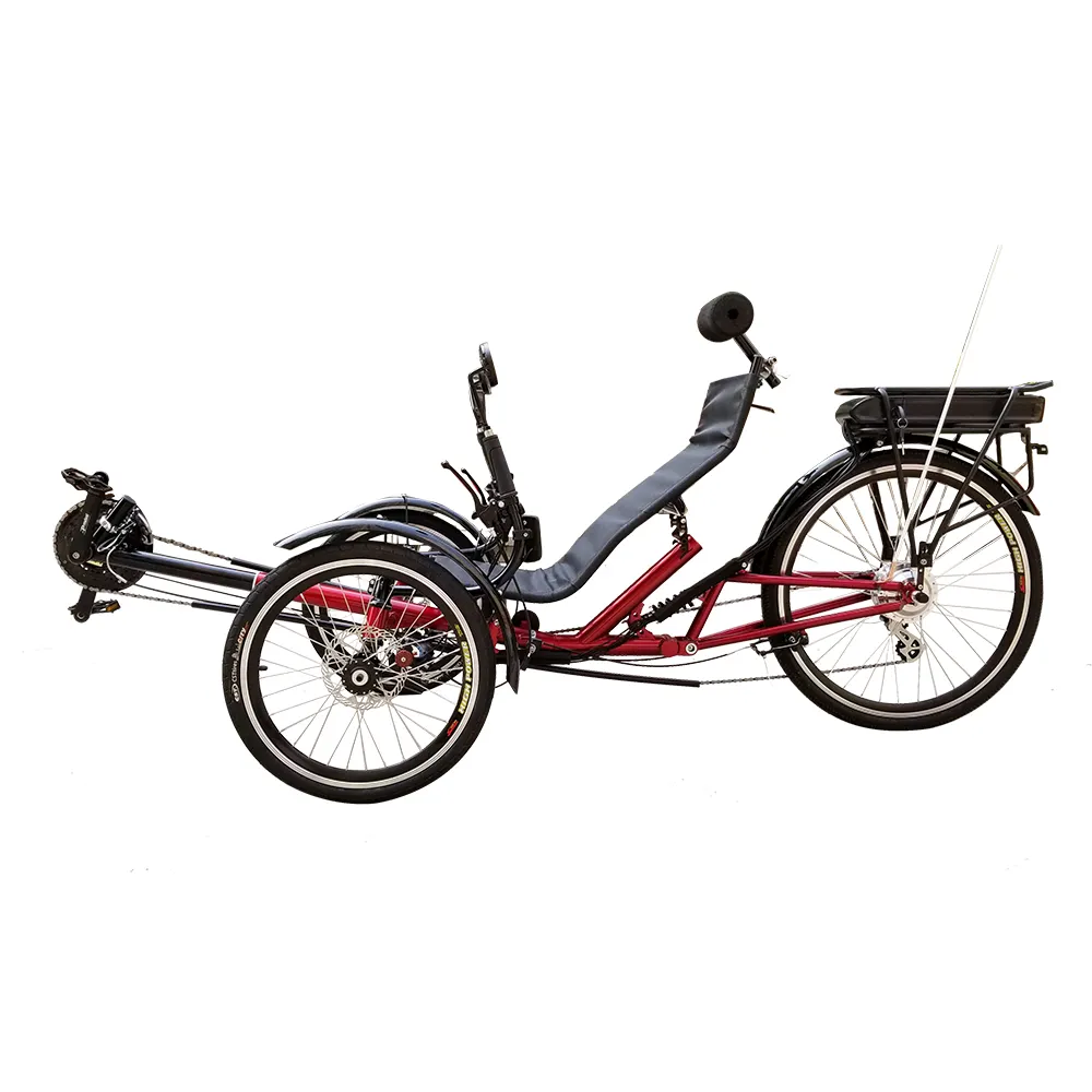 משלוח חינם השעיה אחורי 250W או 500W חשמלי 3 גלגל חצי אופני שכיבה Trike למבוגרים