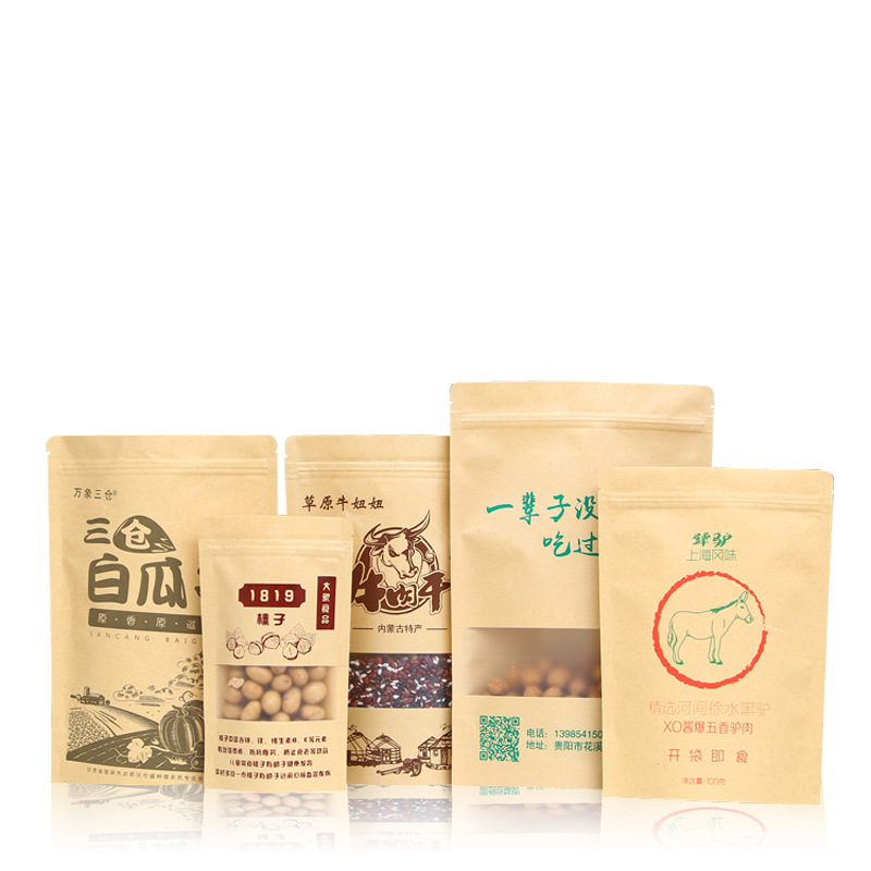 Made In China New Vertical Kraft Paper Bag With Transparent Windows Vertical Kraft Paper Bag