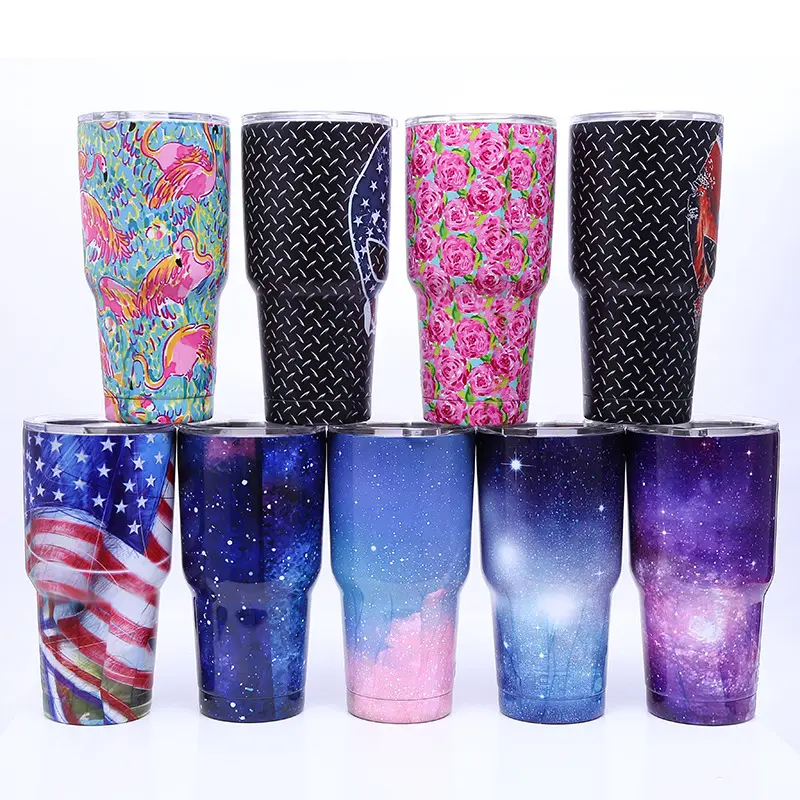 The most popular product 20oz 30oz double wall vacuum insulated travel tumbler mugs with colourful pattern