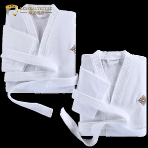 Bonne Qualité blanc Velours <span class=keywords><strong>Peignoir</strong></span> Éponge avec Logo Brodé pour Hôtel/Maison Pyjama - Product Image 4