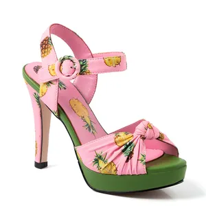 WETKISS Half Size Shoes Wholesale Printed Pink Girls Sandals Sexy Peep Toe Sandals Bow Knot Shoes High Heel Platform Sandals OEM