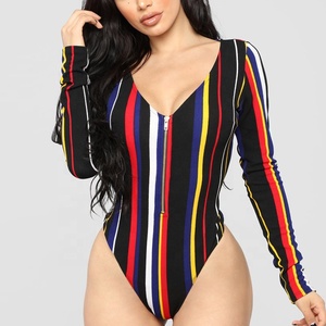 Service OEM à manches longues femmes <span class=keywords><strong>body</strong></span> <span class=keywords><strong>body</strong></span> à rayures sexy <span class=keywords><strong>col</strong></span> <span class=keywords><strong>v</strong></span> profond <span class=keywords><strong>body</strong></span> pour les femmes - Product Image 1