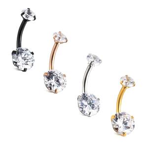 Chirurgisch Staal Belly Button Ring Navel Ringen Ronde Zirconia Barbell Navel Piercing