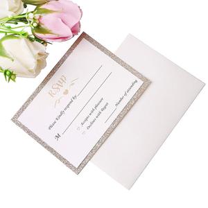 25 pièces Lot Or Paillettes Cartes Avec Imprimé + Gratuit Enveloppes Papier Cartonné Paillettes <span class=keywords><strong>D</strong></span>'<span class=keywords><strong>invitation</strong></span> De Mariage - Product Image 1